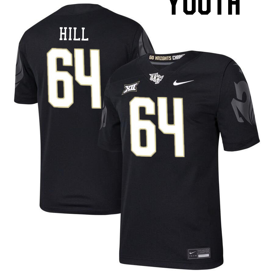 Youth #64 Shaheem Hill UCF Knights Big 12 Conference College Football Jerseys Stitched-Black